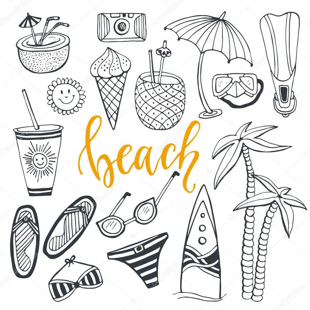 Icon set summer beach holidays