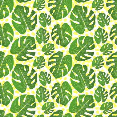 Tropikal yeşil yaprakları desen.