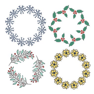  Yeni yıl dekoratif çerçeve kümesi. 