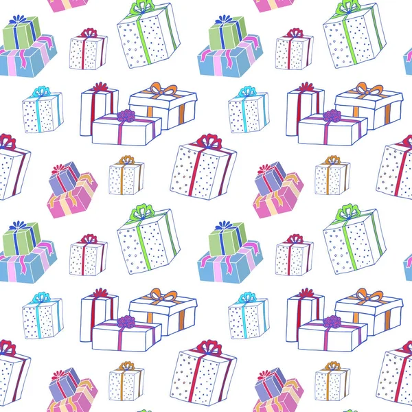 Christmas gift boxes seamless pattern. — Stock Vector