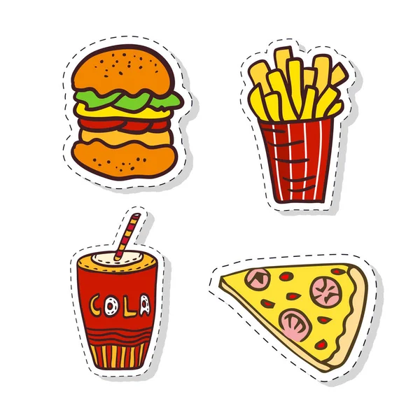 Elementi di patch con fast food — Vettoriale Stock
