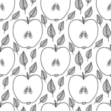 Çizilmiş elmalarla kusursuz desen. Yazdırılabilir elma duvar kağıdı deseni