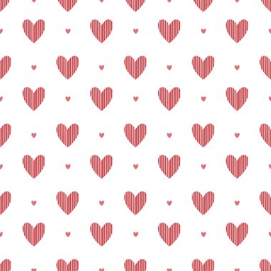 Sadelik kalpler pürüzsüz desen. Sevgililer Günü Tasarımı için arka plan. Kırmızı kalpli tekstil deseni