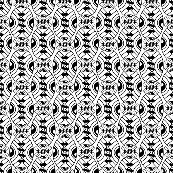 幾何学的なシームレスなパターン。黒と白の質感の背景. — ストックベクタ