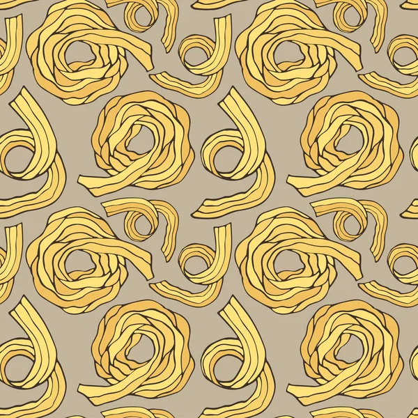 Spaghetti Fettuccine Mönster Sömlös Pasta Bakgrund Italiensk Matdesign — Stock vektor