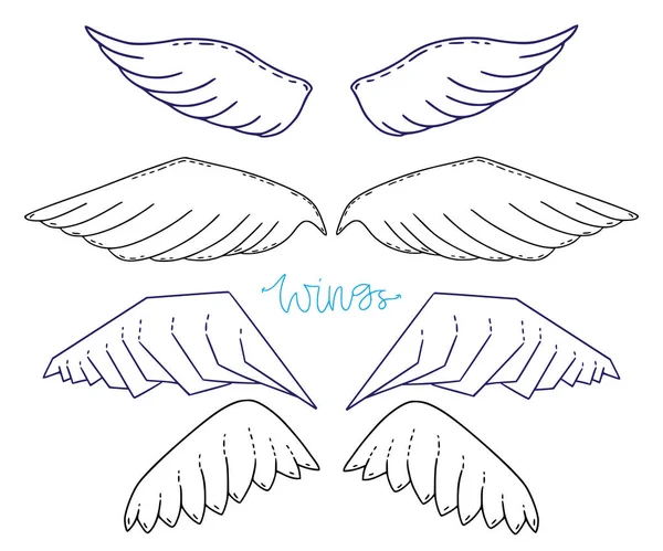 翼のデザイン要素 ベクトルイラスト天使翼鳥又は天使のコレクション — ストックベクタ