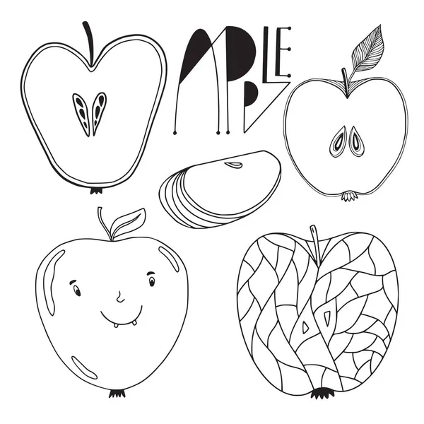 一包苹果水果 有图解的苹果 彩色书页 — 图库矢量图片