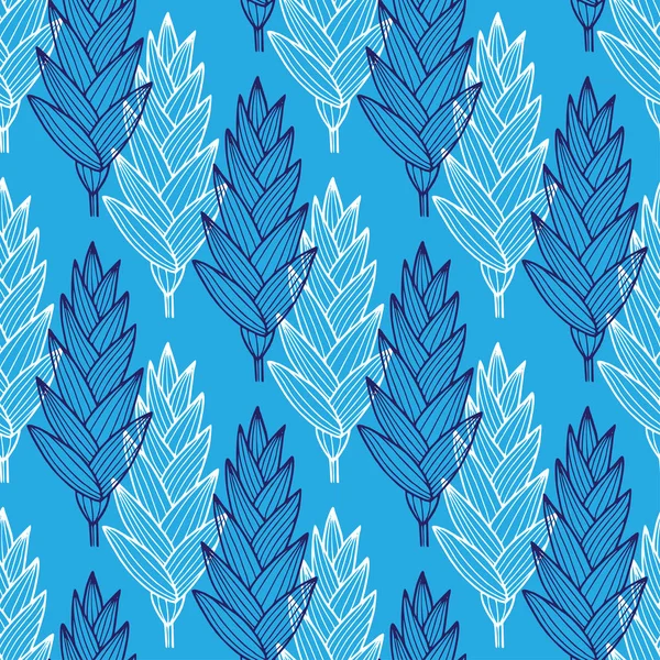 Floral Seamless Background Blue Pattern Design Tropical Nature Textile Pattern — Stock Vector