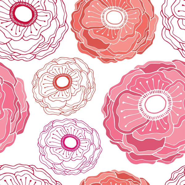 Ανεμώνη Μοτίβο Λουλούδια Επαναλαμβανόμενο Φόντο Λουλουδιών Σχέδιο Υφάσματος Χωρίς Ραφή — Διανυσματικό Αρχείο