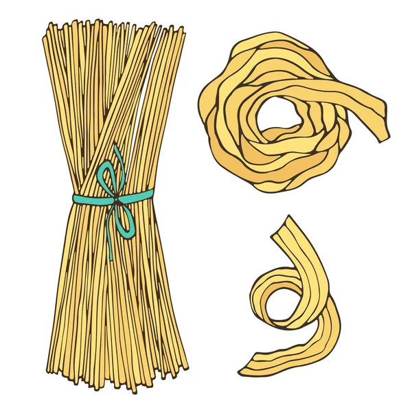 Špagety Izolované Italské Jídlo Pro Design Menu Vektorová Ilustrace Těstovin — Stockový vektor