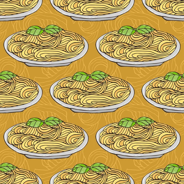 Patrón Pasta Sin Costura Comida Italiana Para Diseño Del Menú — Vector de stock