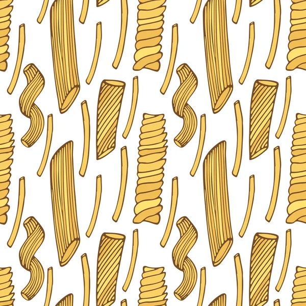 Pasta Nahtlose Muster Hintergrund Mit Verschiedenen Nudelsorten Italienisches Lebensmitteldesign — Stockvektor