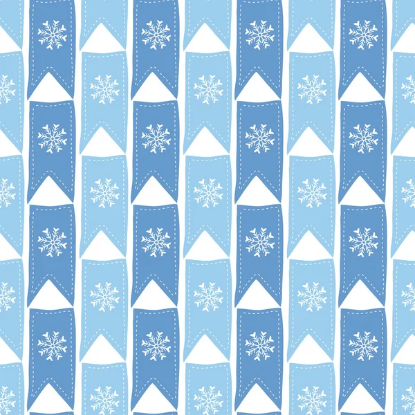 Fiocchi Neve Modello Semplicità Sfondo Geometrico Invernale Nei Colori Blu — Vettoriale Stock