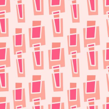 Geometrik dikişsiz desen. Pembe renklerde çocuksu minimalist arka plan