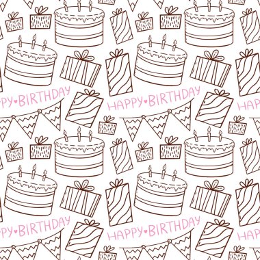 Şekerparem tekerrür ediyor. Kağıt tasarımı için pembe ve sarı renkli tatil deseni