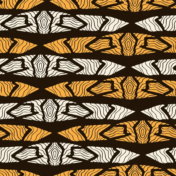 African Ethnic Seamless Pattern Orange Colors Dark Background — Stock Vector