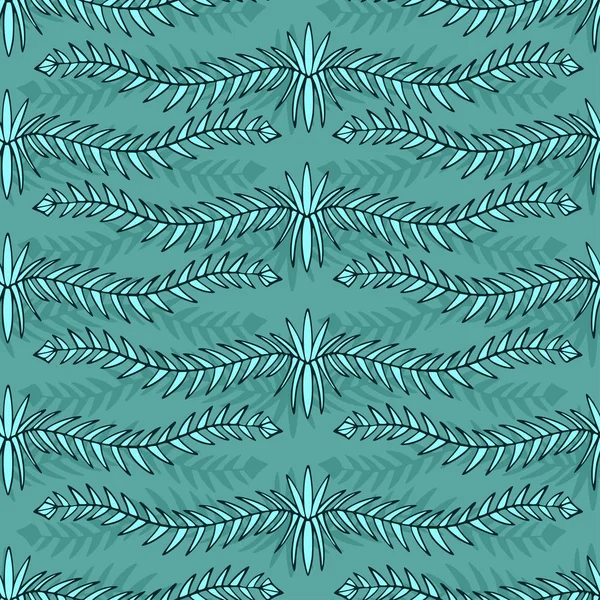 Nature Seamless Pattern Turquoise Wallpaper Branches Ornament — ストックベクタ