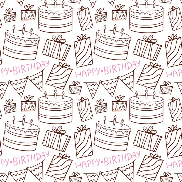 Sweety Cakes Wiederholen Muster Urlaubsmuster Für Geschenkpapier Design Rosa Und — Stockvektor