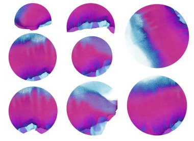 Suluboya daireler demeti. Soyut mürekkep dokuları