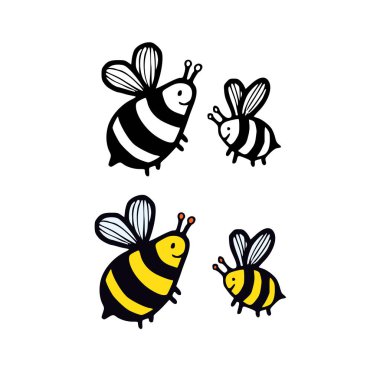 Beyaz arka planda şirin arı