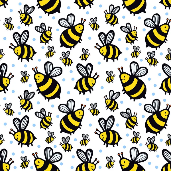 Lindo Patrón Abeja Sin Costura — Vector de stock