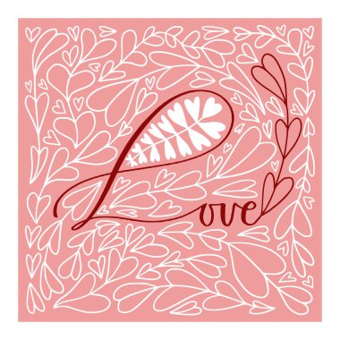 Üzerinde aşk kaligrafisi olan basılabilir Sevgililer Günü posteri.