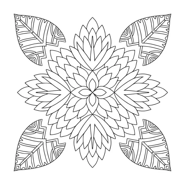 Bloemen Mandala. Lineair ornamentpatroon. — Stockvector