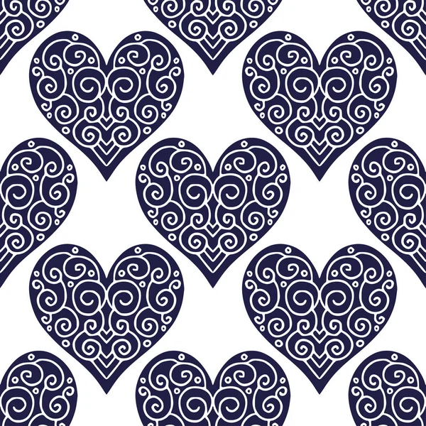 Ornate hearts pattern. Textile and wallpaper design. — Stock Vector