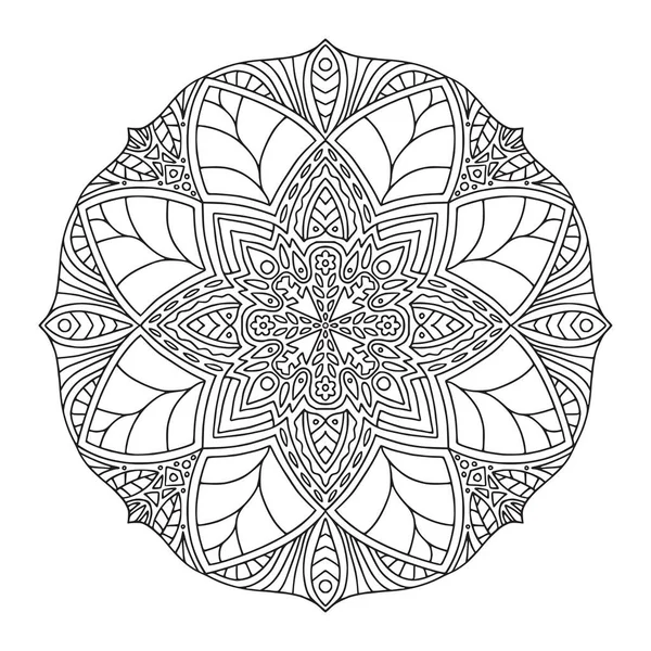 Ornamental Mandala. Linear ornament pattern. Coloring book page. — Stock Vector