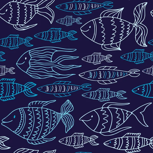 Şirin balık deseni. Çocuksu tekstil ya da menü tasarımı. — Stok Vektör