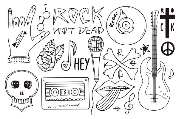 Music Clip Art Bundle Hand Drawn Outline Doodles — Stock Vector