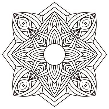 Mandala. El yapımı tasarım. Boyama kitabı sayfası. Vektör