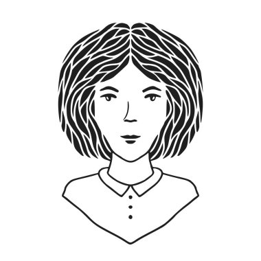 Kadın avatar. Doodle vektör biçimi