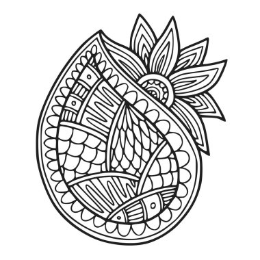 Paisley süsü. Boyama kitabı sayfası