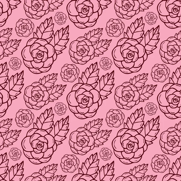 Patrón Contorno Rosas Diseño Textil Papel Pintado — Vector de stock