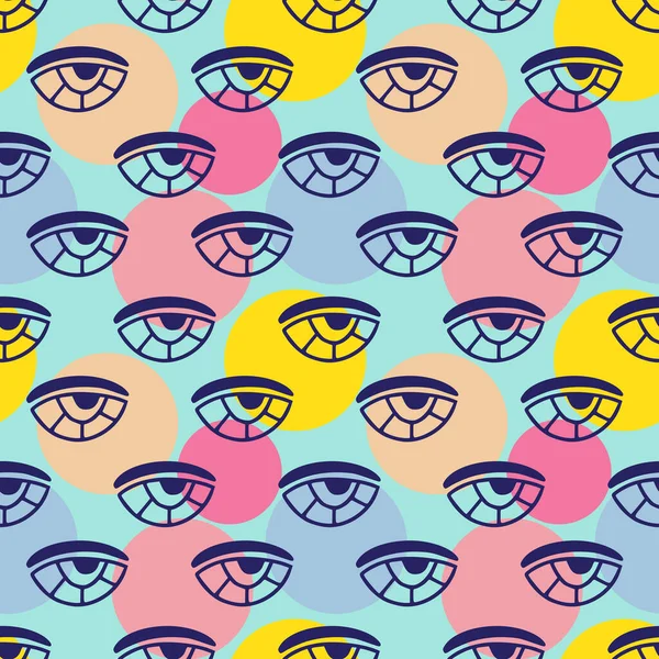 Patrón Colorido Con Ojos Fondo Vectorial Azul Amarillo Rosa — Archivo Imágenes Vectoriales