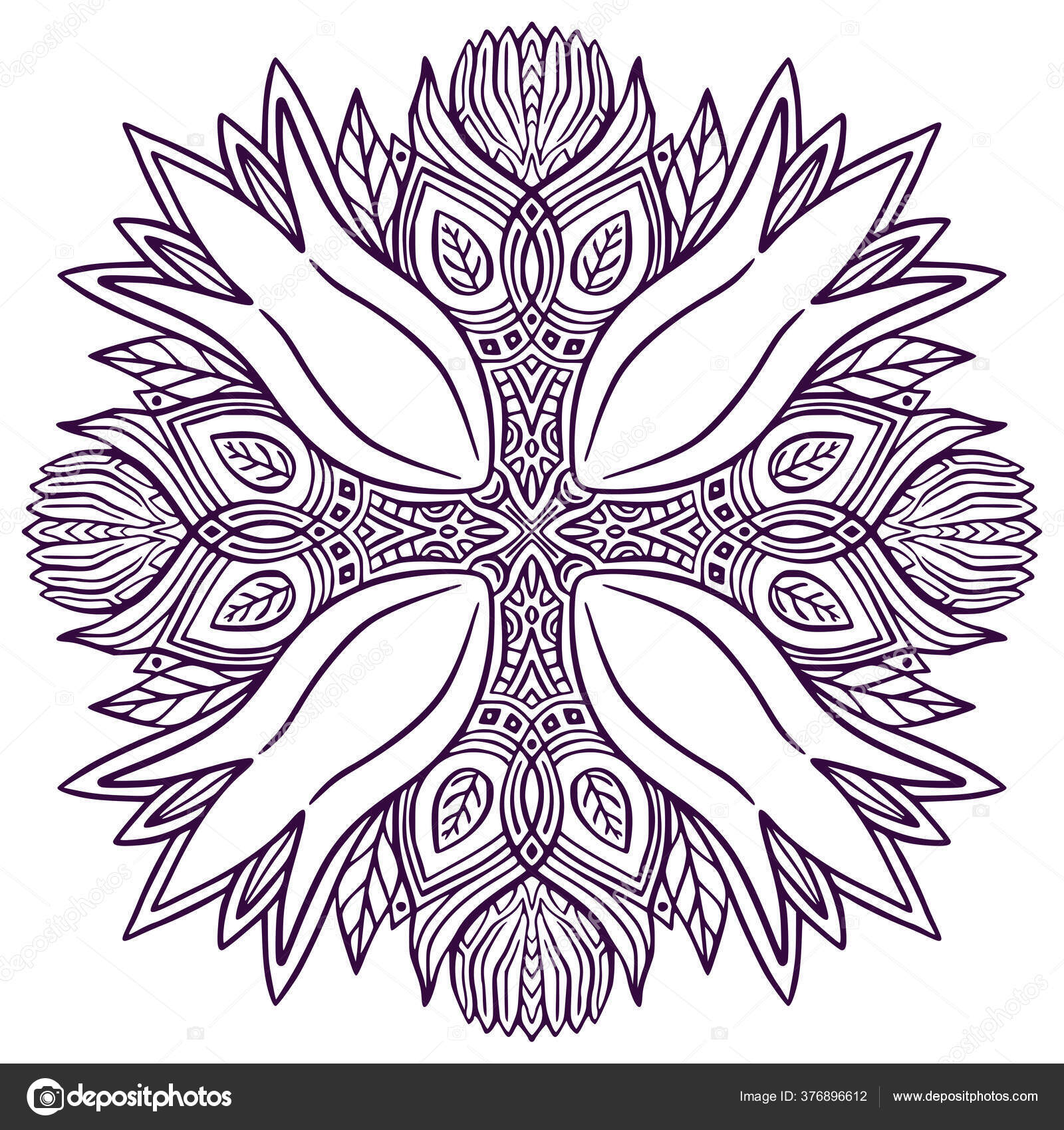 Desenho de mandala ornamental para colorir