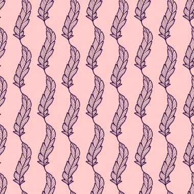 Hassas ketenler için tüysüz desen. Moda tekstil tasarımı. Paketlenmiş kağıt baskısı. Minimalist duvar kağıdı arkaplan dokusu pembe renkte