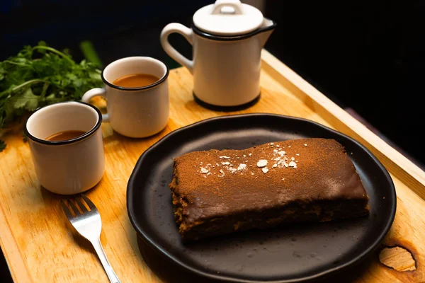 Pastel Chocolate Con Pan Dulce — Foto de Stock