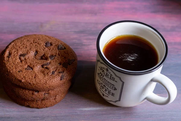 Pan Pastel Chocolate Café Para Una Mañana Con Mucha Felicidad — Foto de Stock