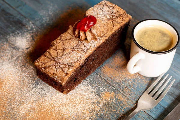 Pan Pastel Chocolate Café Para Una Mañana Con Mucha Felicidad — Foto de Stock