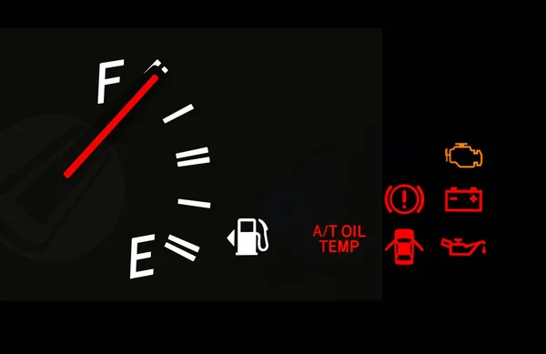 Fuel gauge and Car dashboard signs — Stock Photo, Image