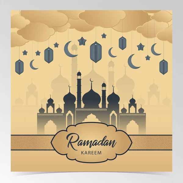 Ramadã Mubarak Belo Modelo Design Islâmico Com Aparência Papel Masjid — Vetor de Stock