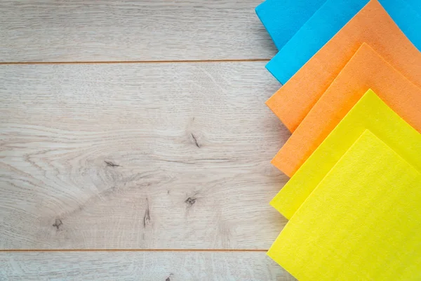 Kitchen Rags Sponges Wooden Background — Stock Photo, Image