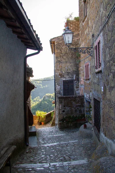 Città Calcata Vechhia Italia Una Giornata Sole — Foto Stock