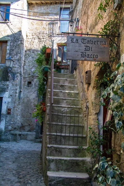 Città Calcata Vechhia Italia Una Giornata Sole — Foto Stock