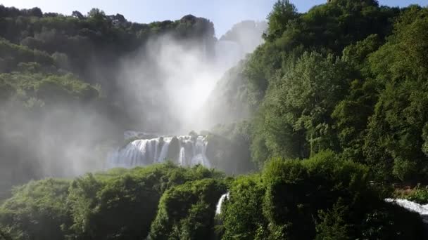 Marmore Waterfall Highest Europe Umbria Filmed Lower Park — Stock Video