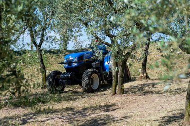 Terni, İtalya 24 Mayıs 2020: saplı helikopterle çok tozlu ve güneşli iş yapmak
