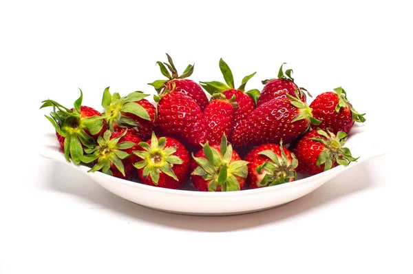 Erdbeeren Isoliert Weißer Hintergrund — Stockfoto