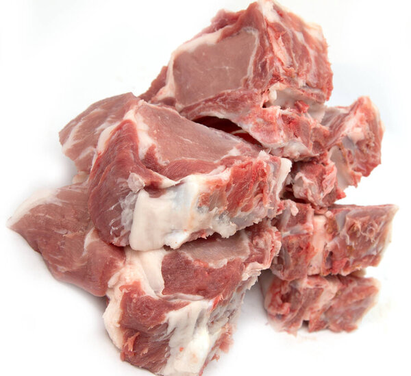 fresh pork on a white background
